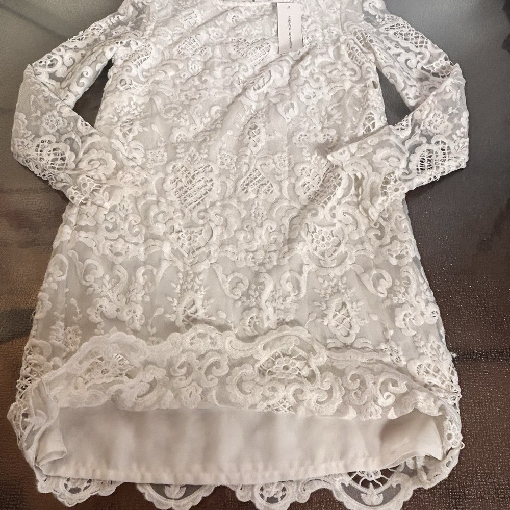 French Connection Dress Womens 6 White Lace Sheer Overlay Bridal Engagement NWT - Picture 9 of 9
